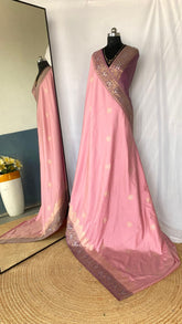 Flattering Dual Tone Silk Light Pink Color Saree