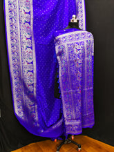 Unique Bandhej Kanjivaram Blue Color Silk Saree