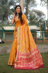 Outstanding Organza Orange Color Patola Silk Sarees