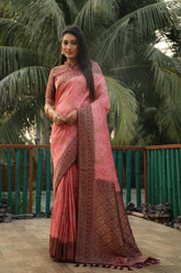 Glorious Kanjivaram Maroon & Pink Color Soft Silk Saree