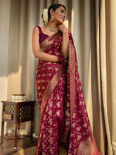 Trendy Jaquard Red Color Silk Saree