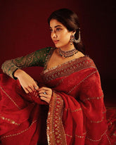 Eyes Catching Organza Silk Red Color Saree