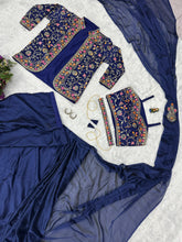 Beautiful Rangoli Silk Navy Blue Color Ready To Wear Saree