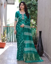 Classic Bandhej Design Green Color Silk Saree