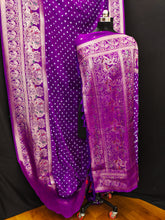 Unique Bandhej Kanjivaram Purple Color Silk Saree
