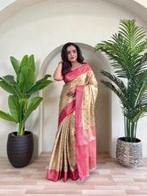 Fabulous Tissue Silk Beige Color Saree