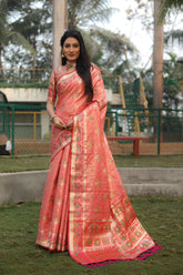 Outstanding Organza Pink Color Patola Silk Sarees