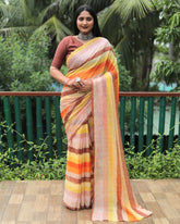 Classic Original Moss Chiffon Yellow Color Silk Sarees