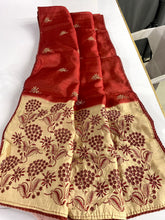 Precious digital print Silk Red Color Saree