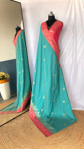 Flattering Dual Tone Silk Sky Blue Color Saree