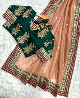 Good Looking Banarasi Peach Color Saree