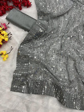 Fabulous Georgette Grey Color Saree