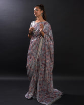 Precious Grey Color Heavy Georgette Saree