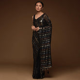 Captivating Black Color Georgette Saree