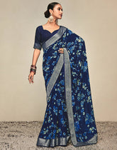 Peaceful Blue Color Georgette Saree