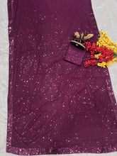 Precious Wine Color Sequence Saree