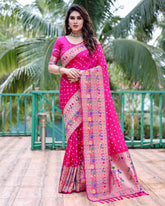 Glorious Paithani Bandhej Pink Color Silk Saree