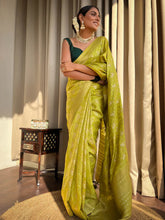Trendy Jaquard Lemon Color Silk Saree