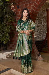 Pretty Kanjivaram Green Color Saree