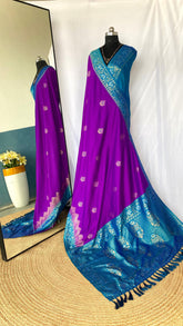 Flattering Dual Tone Silk Purple Color Saree