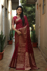 Attractive Bandhej Kanjivaram Maroon Color Silk Saree