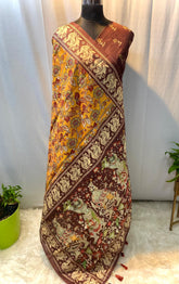 Precious Kalamkari Digital Print Mustard Multi Color Saree