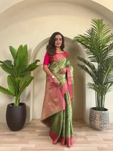 Fabulous Tissue Silk Green Color Saree