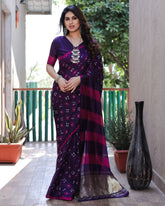 Classic Bandhej Design Purple Color Silk Saree