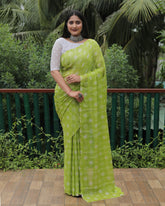 Classic Moss Georgette Perrot Color Saree