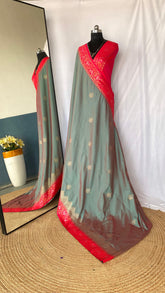 Flattering Dual Tone Silk Grey Color Saree