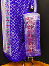 Flattering Bandhej Blue Color Silk Saree