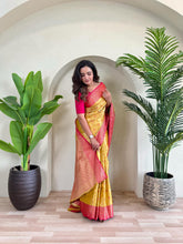 Fabulous Tissue Silk Yellow Color Saree