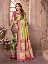 Preferable Banarasi Tissue Silk Mehndi Color Saree