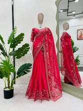 Pretty Thread & Sequence Pink Color Saree