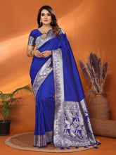 Captivating Banarasi Silk Blue Color Saree