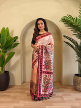 Precious Kalamkari Print Peach Color Saree
