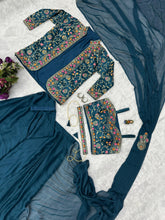 Beautiful Rangoli Silk Teal Blue Color Ready To Wear Saree