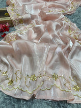 Good Looking katdana handwork Peach Colour Saree