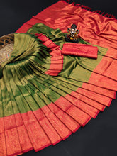 Elegant Banarasi Green Color Soft Silk sarees