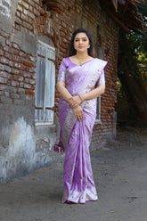 Demanding Kanjivaram Work Light Purple Color  Designer Saree
