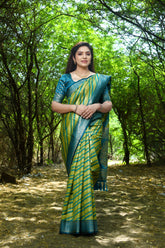 Designer Jaquard Soft Satin Blue Silk Saree