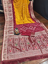 Delightful Jari Work Yellow With Red Color Saree
