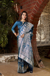 Pretty Kanjivaram Blue Color Saree