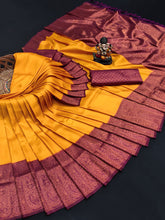 Elegant Banarasi Orange Color Soft Silk sarees