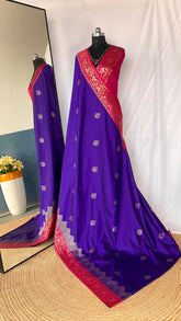 Flattering Dual Tone Silk Blue Color Saree