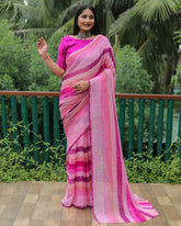 Classic Original Moss Chiffon Pink Color Silk Sarees