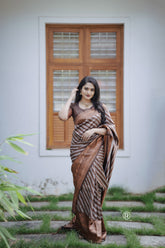 Engagement Wear Coffee Color Jacquard Work Silk Saree