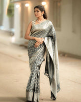 Flattering Jacquard Geary Color Silk Saree