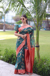 Alluring Rama Color Baltan Silk Saree