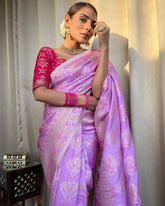 Engagement Wear Onion Color Jacquard Silk Saree